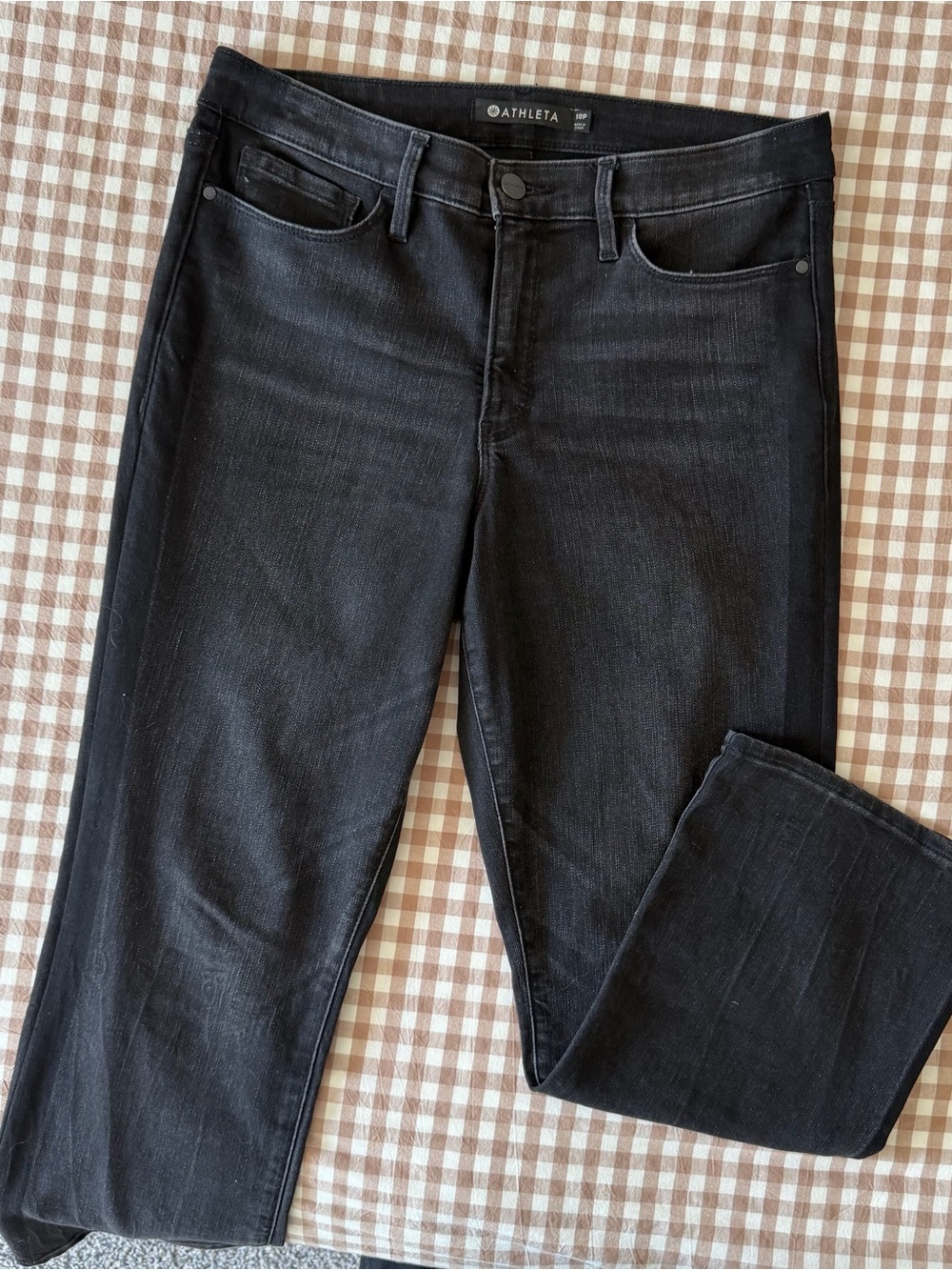 Athleta Sculptek Black Kick Flare Denim Jeans Size 10 Petite